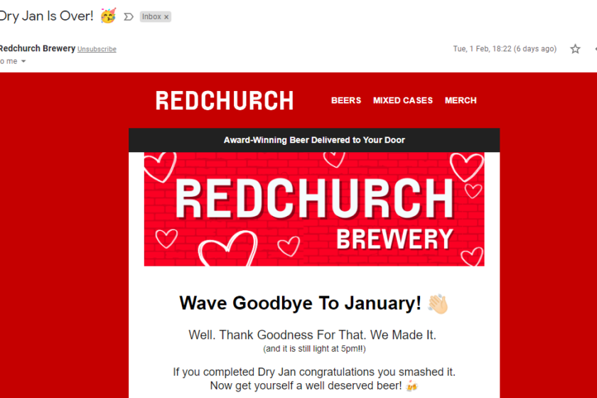 Redchurch Brewery Jan email